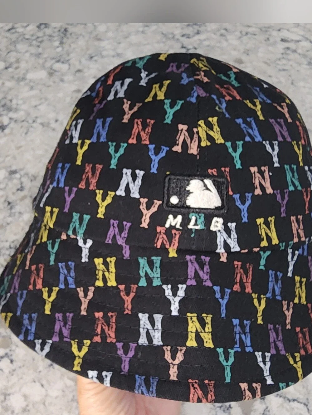 Sports MLB Korea Black Dome Bucket Hat with NY Monogram Rare Unisex Collectable